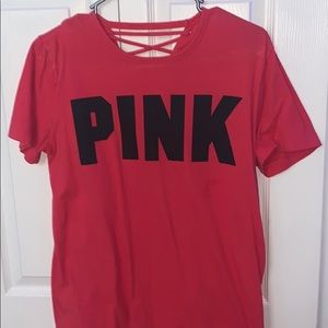 pink brand tee shirt